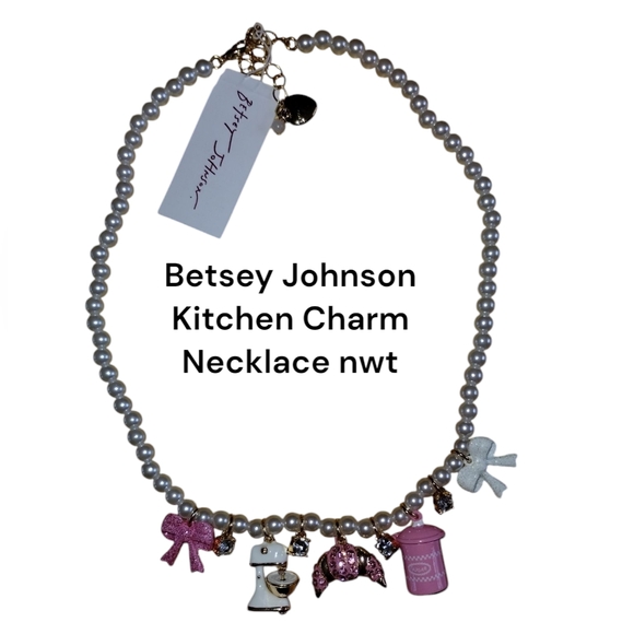 Betsey Johnson Jewelry - Betsey Johnson Kitchen Charm Choker Necklace Faux Pearl 7-11" Nwt